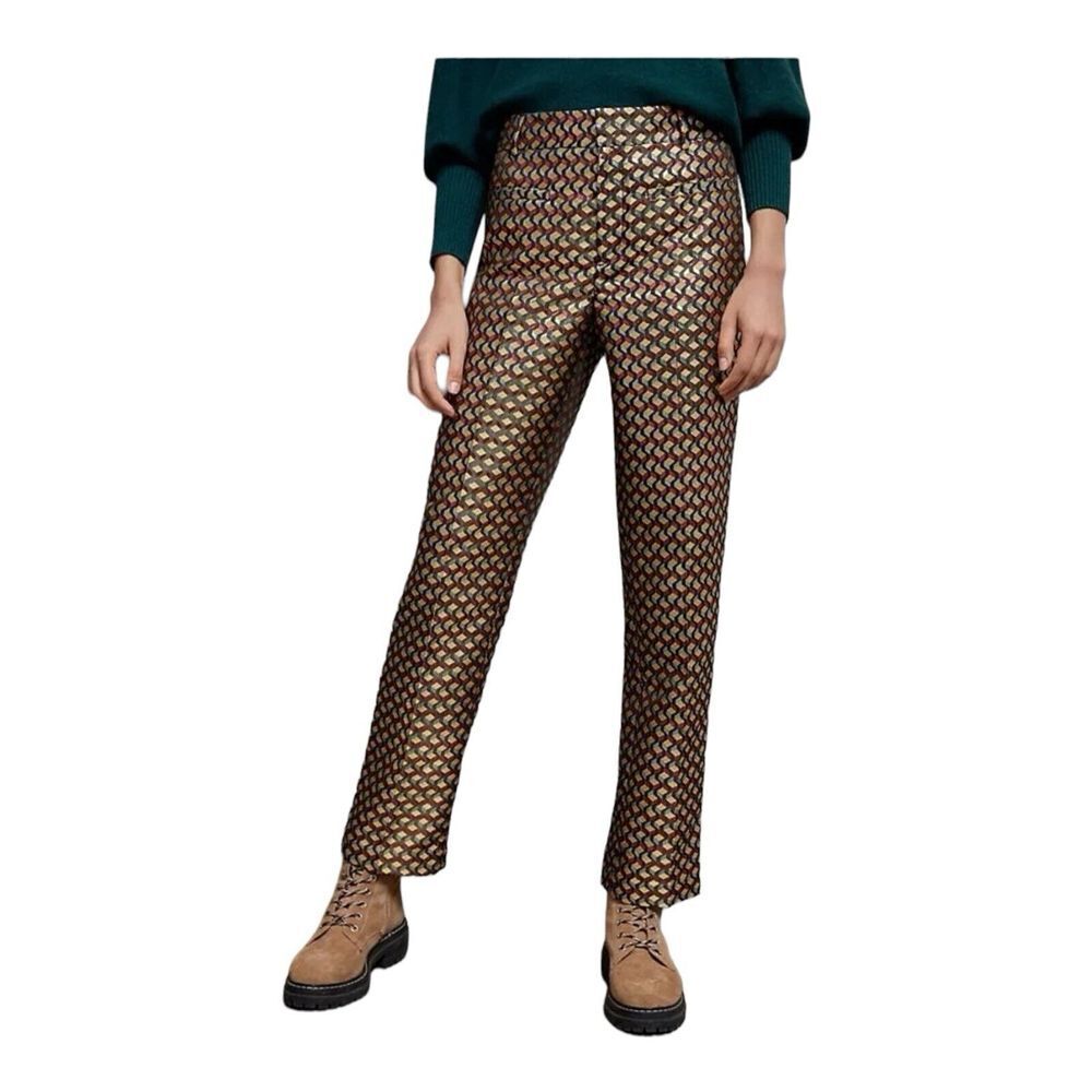 NWT Anthropologie‎ The Essential Slim Straight Pants Multi Color Pattern…